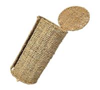 FUNNETOYU Handwoven Seagrass Storage Basket with Lid Multifunctional Tissue and Toilet Paper Organizer for Bathroom Kitchen and Washroom Lightweight Portable Holder for Neat Home Storage