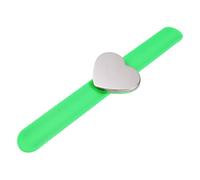 FUNNETOYU Heart Shape Slap Bracelet Wrist Band for Sewing Needle Holder Silicone Wrist Strap with Strong Magnet Cute Green Hand Decal for Daily Wear and Gift