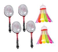 FUNNETOYU Inflatable Badminton Balloon Set Lightweight Aluminum Foil Racket Party Decoration Portable Birthday Sport-themed Decor with Large Colorful Shuttlecock Balloons and Red Rackets