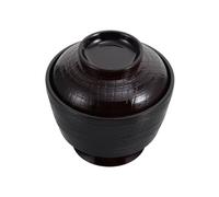 FUNNETOYU Japanese Style Miso Soup Bowl with Cover, Small Rice Bowl with Smooth Edges and Decorative Effect, for Home and Party Use in Coffee Colour
