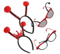 FUNNETOYU Ladybug Cosplay Hairband and Glasses Set, Red Black Polka Dot Party Headband with Eyewear Prop for Halloween Dress-Up and Costume Accessories