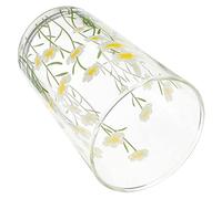 FUNNETOYU Large Capacity Glass Cup with Daisy Floral Print Versatile Tea Mug for Home and Office Microwave Safe Multi Use Glass Bowl for Milk Juice Coffee and More