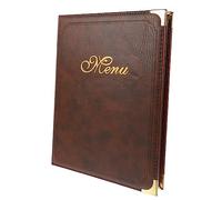 FUNNETOYU Leather Menu Cover Holder with Rounded Corners Classic Restaurant Menu Book Folder for Bars and Hotels Multipurpose Transparent Price Display Comfortable Touch Design