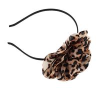 FUNNETOYU Leopard Print Hairband with Large Flower Detail for Women, Fabric Material, Thin Band Design, Easy to Wear and Stays in Place, Stylish Hair Accessory for Travel and Parties