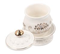 FUNNETOYU Lotus Ceramic Water Offering Cup for Buddhist Supplies White Temple Ritual Decor with Thick Polished Base Multi Functional Sacred Vessel for Worship and Home Display