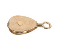 FUNNETOYU Marine Flagpole Pulley Wheel Solid Brass Sailing Hardware 50mm | Boat Accessory for Flag Rope Hoist System, Mini Marine Sheave Single Block, Golden Finish