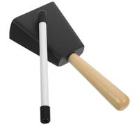 FUNNETOYU Metal Cowbell with Wooden Handle, Black Calling Bell for Sporting Events and Classrooms, Kids Music Instrument and Percussion Toy, Sturdy Iron Material for Outdoor Games and Random Color