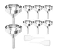 FUNNETOYU Metal Mini Perfume Filling Funnels 10pcs Set with 3ml Spring Droppers, Silver Liquid Dispensing Funnels for Skincare Refill and Essential Oil Bottles