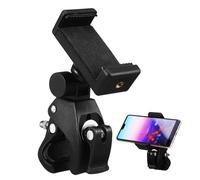 FUNNETOYU Mic Stand Phone Holder with Secure Clamp and Adjustable Viewing Angle for Podcasters and Music Performers