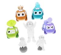FUNNETOYU Mini Pull Back Construction Vehicle with Astronaut and Map Abs Cartoon Push Cars for Boys and Educational Plaything for Birthday Gift