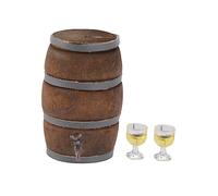 FUNNETOYU Mini Red Wine Barrel with Faucet and Retro Doll House Ornament for Home Decor Photography Prop and Miniature Beer Cask Accessory Realistic Craftsmanship for Dollhouse Accessories