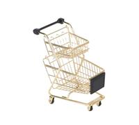 FUNNETOYU Mini Two-tier Alloy Shopping Cart with Electroplating Pretend Play Trolley for Role Play Trolley Playset Enhances Imagination and Cognitive Skills Easy to Move Flat Surfaces