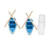 FUNNETOYU Miniature Beach Boat and Chair Ocean Style Dollhouse Decor Accessories with Blue Boats Oars and White Beach Chair for DIY Micro Landscaping and Home Craft Projects
