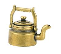 FUNNETOYU Miniature Brass Teapot Ornament Vintage Style Teapot Decor Home Office Desktop Adornment with Chinese Style Compact Brass Collectible Table Centrepiece