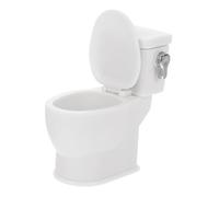 FUNNETOYU Miniature Doll House Toilet Furniture with Flushing Sound Realistic White Mini Bathroom Accessory for Dollhouses and Tiny Craft Scenes Compact and Stylish Decorative Potty for