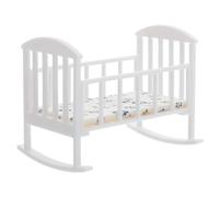 FUNNETOYU Miniature Dollhouse Crib Bed White 1/12 Scale Doll Cradle Cot Miniature Furniture Accessory for Pretend Play and Dollhouse Bedroom