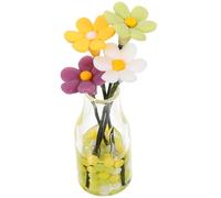 FUNNETOYU Miniature Dollhouse Flowerpot Decoration Creative Mini Daisy Artificial Potted Plant in Transparent Glass Vase Resin Mini Flower Model for Doll House Bonsai Shelf Car Dashboard