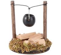 FUNNETOYU Miniature Dollhouse Hanging Stove Ornament, Light Brown Mini Pastoral Hanging Furnace Decor for DIY Mini Garden, Dollhouse Accessories for Outdoor Play