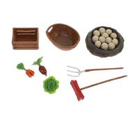 FUNNETOYU Miniature Farm Tools and Vegetable Models with Dinosaur Easter Eggs Realistic Sand Table Landscaping Props for Farm Play and Home Decor