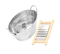 FUNNETOYU Miniature Mini Iron Washboard and Bucket Set Dollhouse Accessories Realistic Mini Decor for Doll Supplies and Outdoor Garden Display