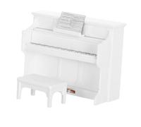 FUNNETOYU Miniature Upright Piano and Stool for Dollhouse Furniture Realistic Micro Model Supplies for DIY Handmade Mini House Decor White Traditional Design with Detailed Craftsmanship