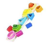 FUNNETOYU Montessori Wooden Shape Matching Tower for Gradient Color Geometric Sorting Fine Motor Skill Development Educational Puzzle for Early Learning and Cognitive Growth