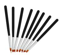 FUNNETOYU Nail Art Brush Set Manicure Supplies Starters 8pcs for DIY and Professional Use Black Nylon Nail Pen for Creating Fishtail and French Tips