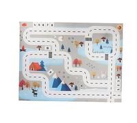 FUNNETOYU Nordic White Blue Traffic Play Mat for Boy Girl Soft Puzzle Floor Rug with Splicing Design Portable Activity Pad for Home Early Education