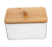 FUNNETOYU Organizer for with Box Bamboo Wooden Sheet Dryer Lid Stylish Multifunctional Handle, Storage Container Decor, Medium Size Jar Laundry Room Pet