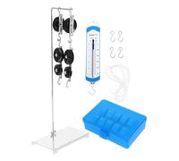 FUNNETOYU Physics Teaching Pulley Block Set Galvanized Bracket, 5 Newton Force Meter and 50g Hook Weights, Science Education Kit for Middle School Physics Experiments and Mechanics Lessons