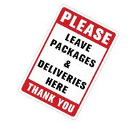 FUNNETOYU Please Leave Deliveries and Packages Here Sign, Funny Door Signs PVC Self-Adhesive Wall Sticker for Tiles and Glass, Water-Resistant, Visible a Distance
