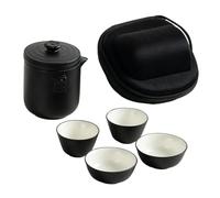 FUNNETOYU Portable Chinese Kung Fu Tea Set with Ceramic Teapot and Four Cups Travel Friendly Complete Tea Cup Teapot Set with Storage Bag for Outdoor Home Office Use and Gift Giving