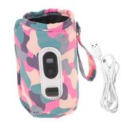 FUNNETOYU Portable Digital Milk Bottle Warmer Bag with Camouflage Pink Cover, Five-Level Temperature Control, USB Cable Included, Reusable Breastmilk Bottle Warmer for Outdoor Travel and Babies