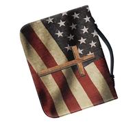 FUNNETOYU Pu Leather Bible Cover with American Flag Design, Portable Book Carrying Case with Secure Zipper Closure, Suitable for Church and Academic Study, Stylish and Sturdy Bible Organizer