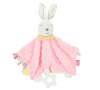 FUNNETOYU Rabbit Baby Soothing Towel and Infant Security Blanket for Newborns, Soft Plush Comforter Sensory Tags, Safe Chewable Toy for 0-1 Year Old Sleep and Development