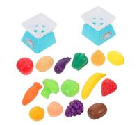 FUNNETOYU Realistic Miniature Kitchen Play Set with Weighing Scale Bright Fruits Vegetables for Educational Role Play Cooking Accessories Portable and Compact for Home and Preschool Use