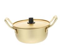 FUNNETOYU Reusable Korean Aluminum Ramen Pot with Lid Double Handle Noodle Cooking Pot for Instant Noodles and Soup Heat Conductive Kitchen Cookware
