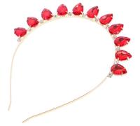 FUNNETOYU Rhinestone Headband with Red Crystal Drop Design, Lightweight Metal Hair Accessory for Anniversaries and Stage Performance, Cute Party and Cosplay Headband