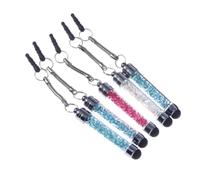 FUNNETOYU Rhinestone Stylus Pens and Luxury Aluminum Material 5pcs for Devices with Soft Ultra-responsive Tips Mini Crystal Phone Pendant Pens for Carrying in Bag Random Color
