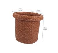 FUNNETOYU Round Woven Storage Basket Multi Purpose Deep Weaving Basket for Flowers Plants and Home Sundries Handcrafted Plant Pot Organizer Coffee Color