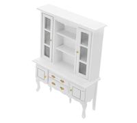 FUNNETOYU Scale Mini Dollhouse Furniture Cabinet White Wood Tiny Bookshelf Display Shelf for Living Educational DIY Craft Model Enhancing Spatial Awareness and Creativity