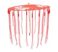 FUNNETOYU Silk Cloth Umbrella Red Decorative Parasol with Wooden Handle Japanese Style Elegant Chic and Beautiful Design for Festival Party and Photography Props