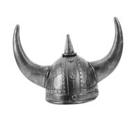 FUNNETOYU Silver Viking Horned Helmet for Adults, Lightweight Plastic Medieval Viking Accessory with Detailed Bull Horns, Portable Costume Hat for Festivals and Parties