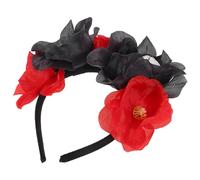 FUNNETOYU Skull Accessories Headband with Realistic Halloween Flower Rose Design, Comfortable Cloth Material Hairband for Party Role Playing