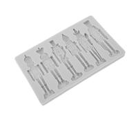 FUNNETOYU Small Nutcracker Silicone Mold for Christmas Ornament, Reusable Non-Stick Figurine Baking Mold for Candy, Chocolate, Resin, and Soap Making, Light Grey