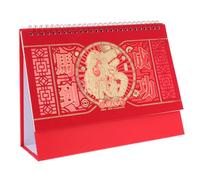 FUNNETOYU Small Red Chinese Year Desk Calendar Monthly Standing Flip Organizer with Thick Tear Resistant Practical Layout for Home Office School Planning and Daily Date Tracking