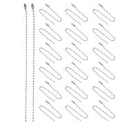 FUNNETOYU Stainless Steel Bead Chain Flexible Structure with Smooth Surface Silver Finish 50pcs with Connector 2.4mm Diameter 12cm Length for Dog Tags and Pet Collars for DIY Projects