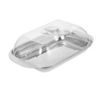 FUNNETOYU Stainless Steel Butter Box with Clear Lid for Fresh Butter Storage Refrigerator Safe Easy to Clean and Slice Modern Design for Home Kitchen and Special Occasions