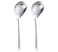 FUNNETOYU Stainless Steel Colander Spoon with Fine Mesh and Flat Bottom, Portable Oil Filter Skimmer Spoon for Rapid Separation of Hot Oil, for Hotels and Restaurants Kitchen Use