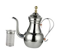 FUNNETOYU Stainless Steel Handheld Coffee Kettle with Filter Middle Eastern Style Long Spout Tea Pot for Brewing High Temperature Resistant Teapot for Home and Restaurant Use